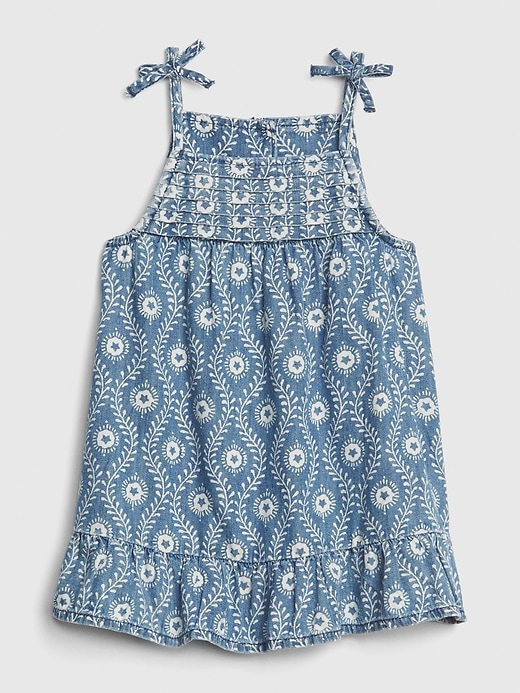 Image number 1 showing, Baby Denim Print Flutter Dress