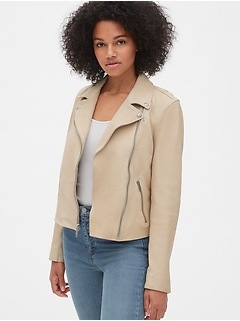 gap leather moto jacket women's