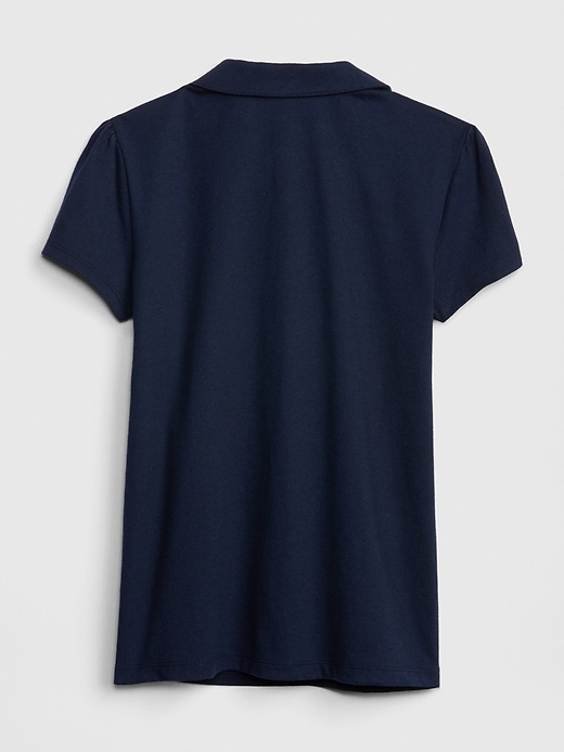 2 of 8 showing, with the color crayon true indigo of product Kids Uniform Short Sleeve Polo Shirt