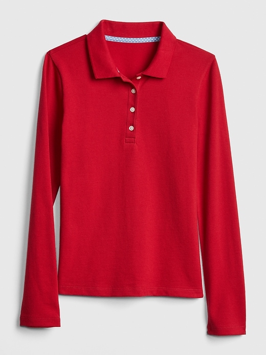 1 of 8 showing, with the color ruby red of product Kids Uniform Stretch Polo Shirt