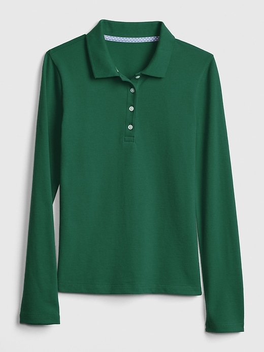 1 of 8 showing, with the color pine green of product Kids Uniform Stretch Polo Shirt