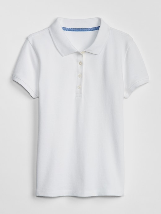 1 of 8 showing, with the color white of product Kids Uniform Stretch Short Sleeve Polo Shirt