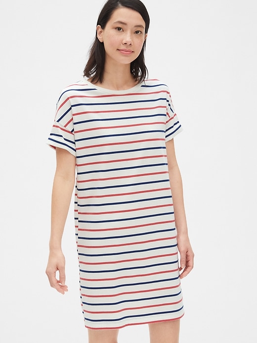 1 of 8 showing, with the color multi stripe of product Vintage Wash Stripe T-Shirt Dress