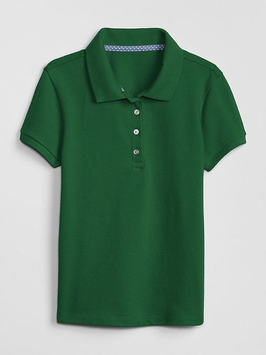 1 of 8 showing, with the color pine green of product Kids Uniform Stretch Short Sleeve Polo Shirt