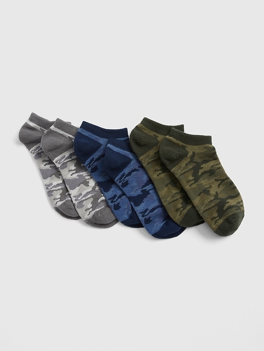 View large product image 1 of 1. Kids Camo No-Show Socks (3-Pack)