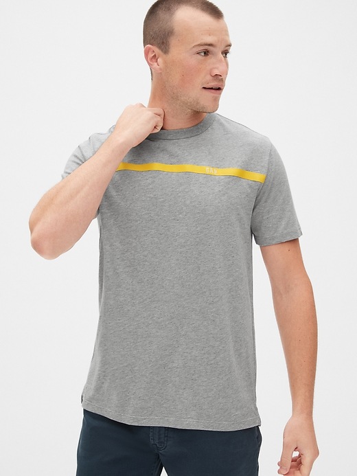1 of 8 showing, with the color grey heather of product Gap Original Logo Crewneck T-Shirt