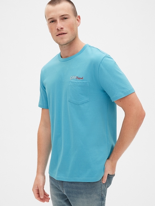 1 of 8 showing, with the color blue harmony of product Gap Original Logo Pocket T-Shirt