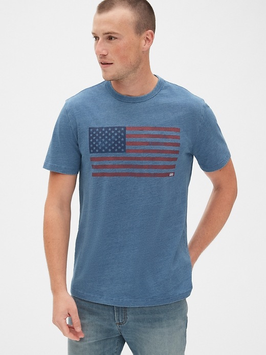 Image number 1 showing, Indigo Graphic Crewneck T-Shirt