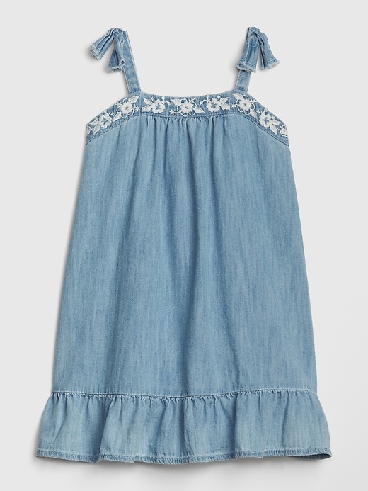 Image number 1 showing, Toddler Chambray Ruffle Dress