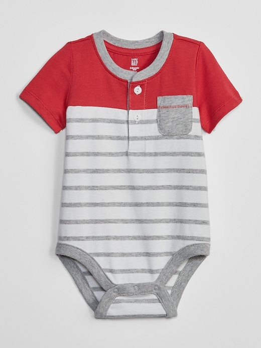 View large product image 1 of 1. Baby Stripe Henley Bodysuit