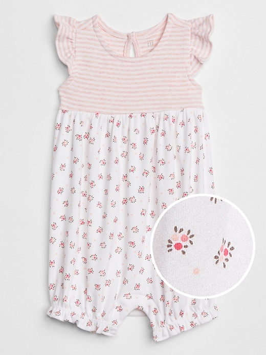 1 of 8 showing, with the color white of product Baby First Favorite Print Flutter Shorty One-Piece