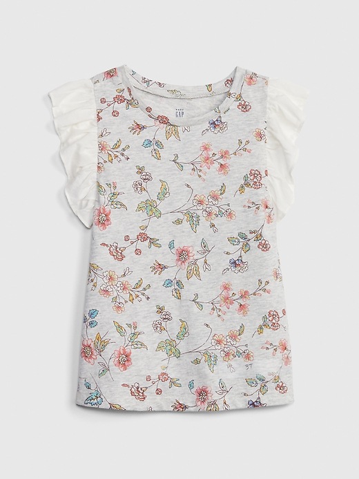 1 of 8 showing, with the color oatmeal of product Toddler Ruffle Top
