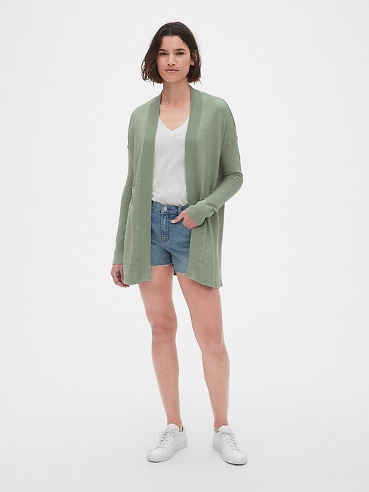 Image number 3 showing, Textured Longline Open-Front Cardigan Sweater