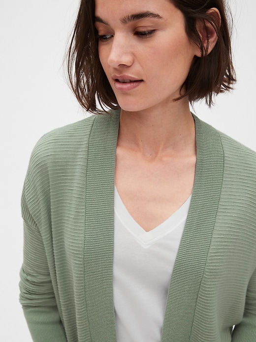 Image number 5 showing, Textured Longline Open-Front Cardigan Sweater