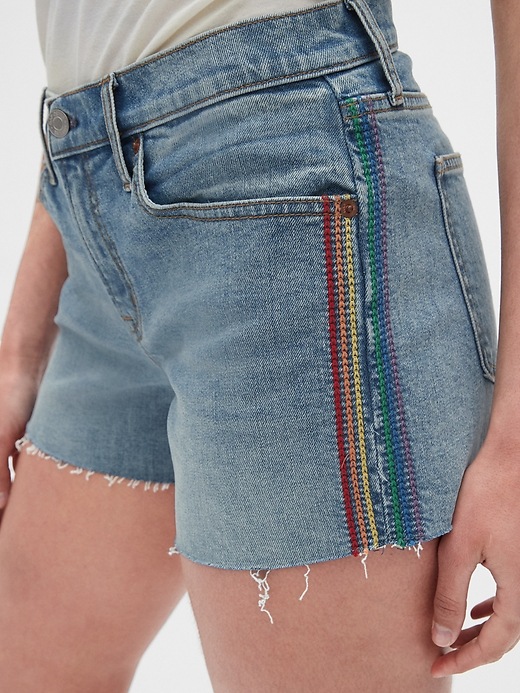 Image number 5 showing, Gap + Pride Mid Rise 3" Embroidered Denim Shorts