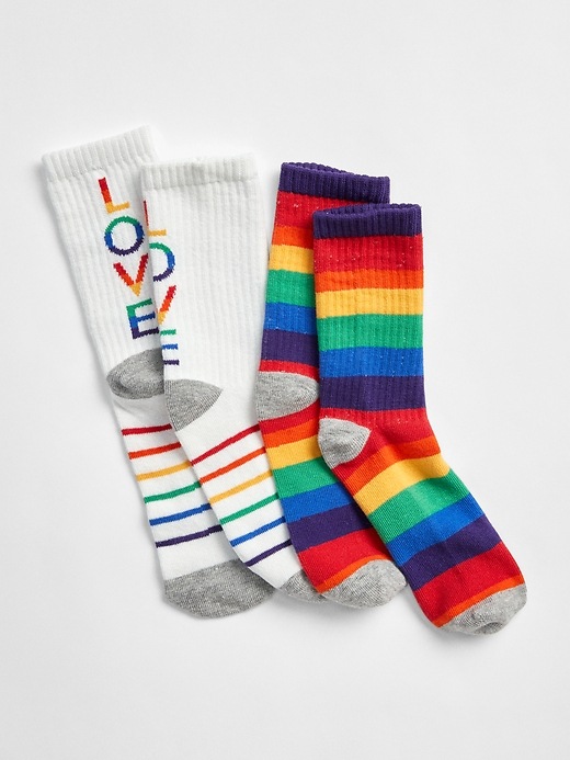 View large product image 1 of 1. GapKids + Pride Rainbow Crew Socks