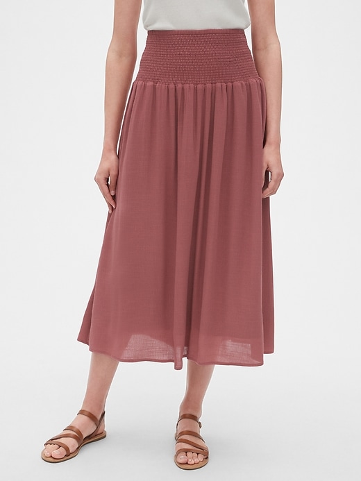 Image number 1 showing, Smocked Waist Midi Skirt