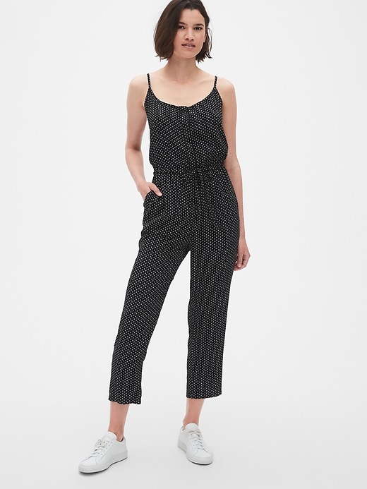 1 of 8 showing, with the color black dots of product Cami Tie-Waist Jumpsuit