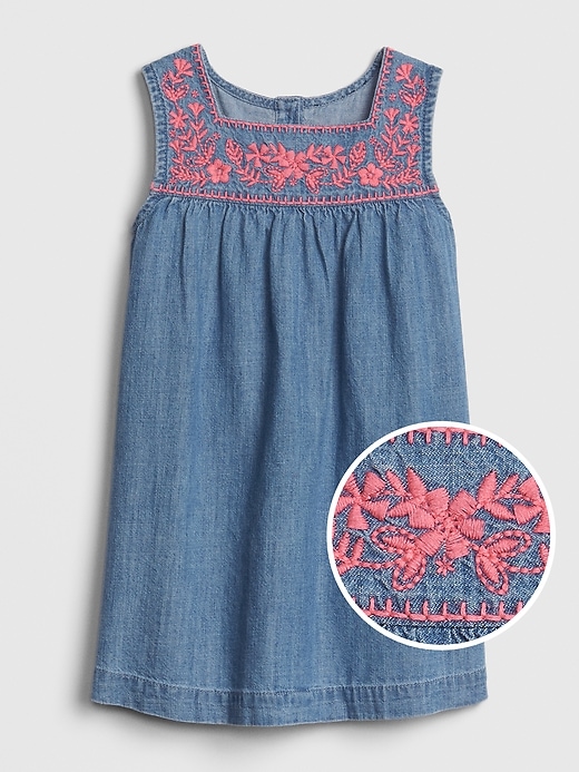 Image number 1 showing, Toddler Embroidered Denim Dress
