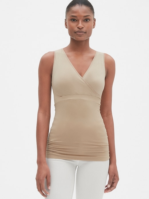 Image number 1 showing, Ingrid and Isabel&#174 Seamless Crossover Nursing Tank