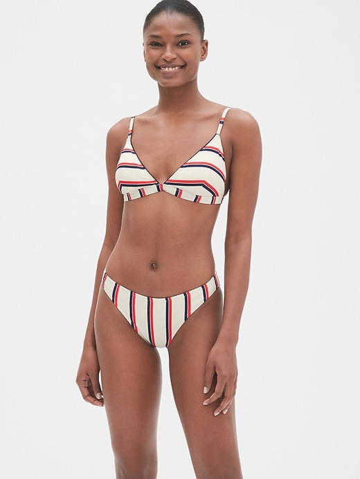 1 of 8 showing, with the color red, white, & blue stripe of product Stripe Triangle Bikini Top