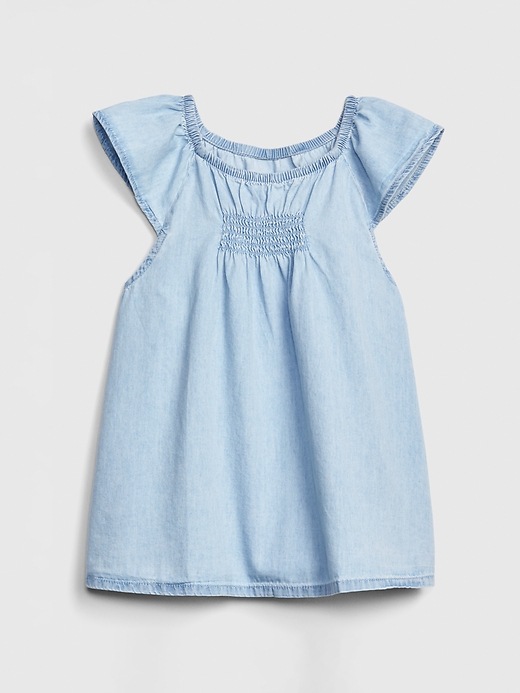 Kids Girls Denim Flutter Top