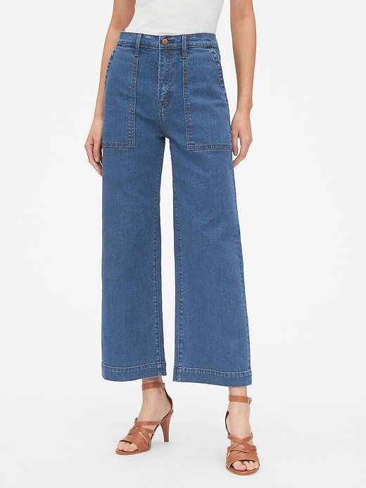 Image number 7 showing, High Rise Utility Wide-Leg Crop Jeans