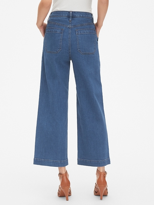 Image number 8 showing, High Rise Utility Wide-Leg Crop Jeans