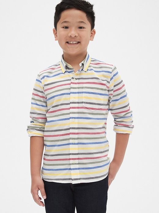 Image number 2 showing, Kids Oxford Stripe Long Sleeve Shirt