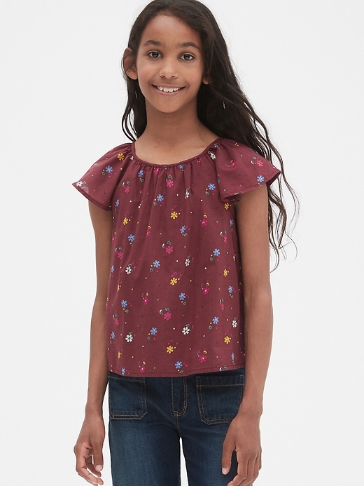 Image number 2 showing, Kids Floral Flutter Top