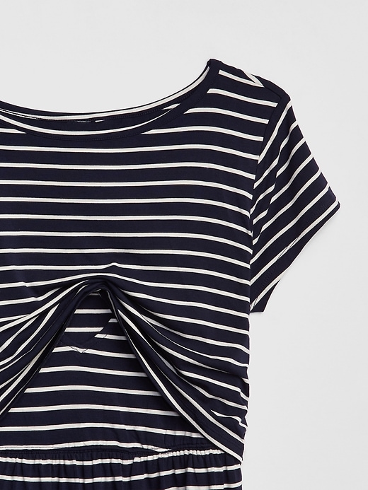 Image number 2 showing, Maternity Stripe Layered Nursing T-Shirt Dress