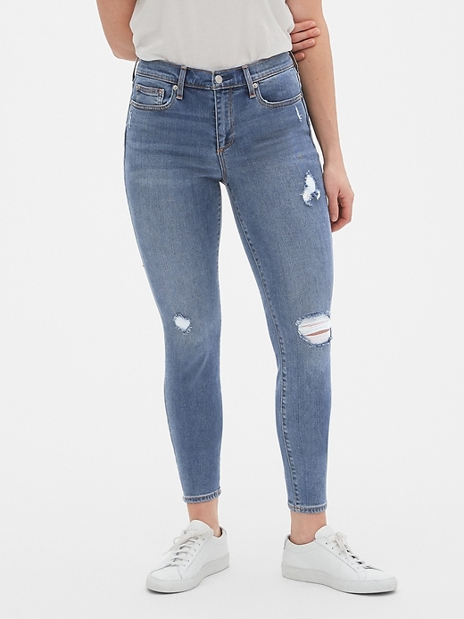 Image number 1 showing, Soft Wear Mid Rise True Skinny Jeans in Distressed