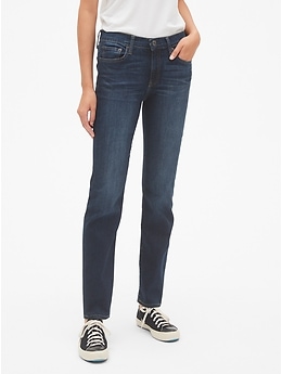 gap mid rise real straight jeans