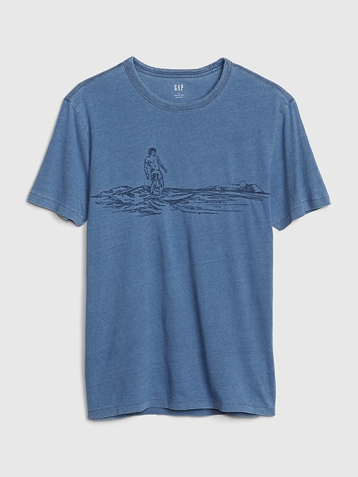 View large product image 1 of 1. Indigo Graphic Crewneck T-Shirt