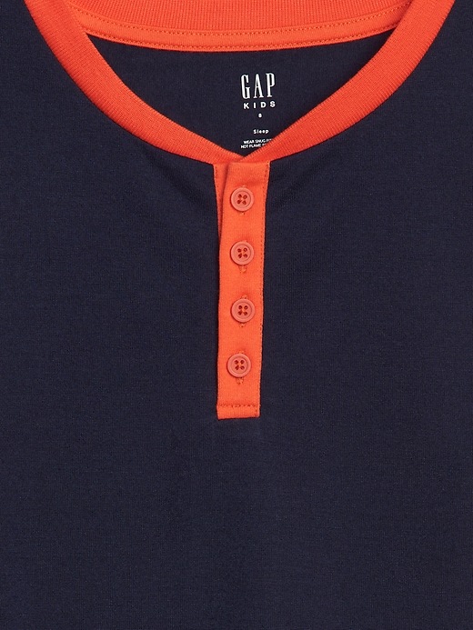 2 of 8 showing, with the color dark night of product Kids Henley Long Sleeve PJ Shirt