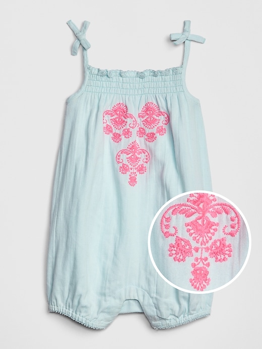 Image number 1 showing, Baby Embroidered Shorty One-Piece
