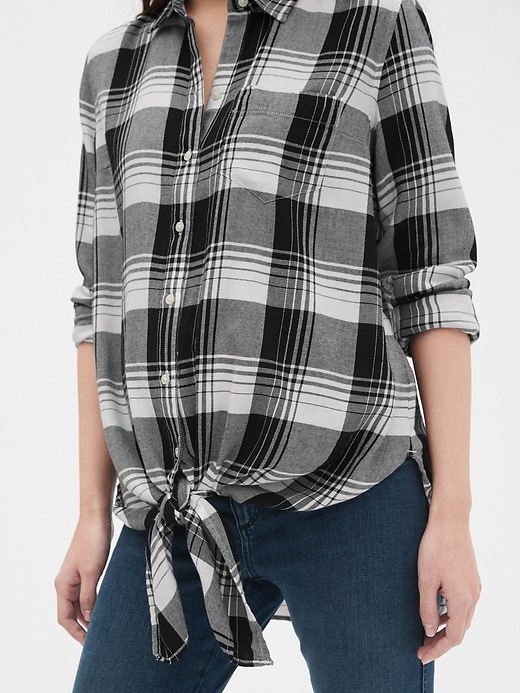 Image number 4 showing, Maternity Flannel Plaid Tie-Front Shirt