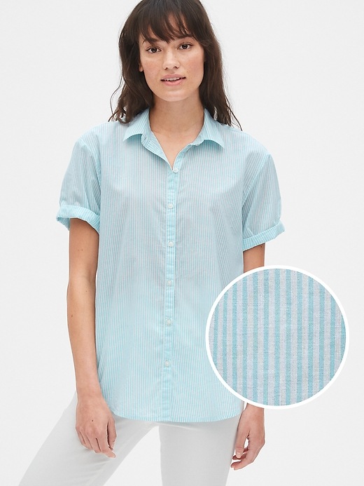 Image number 1 showing, Roll Sleeve Stripe Shirt