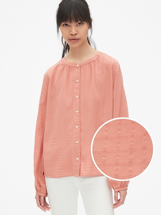Image number 1 showing, Blouson Sleeve Button-Front Blouse