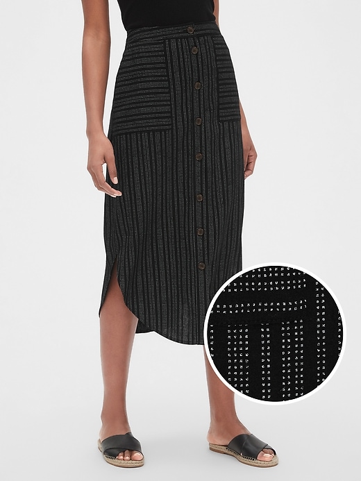 Image number 1 showing, Print Button-Front Midi Skirt