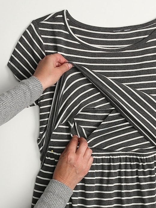 Maternity Stripe Layered Nursing T-Shirt Dress Gap