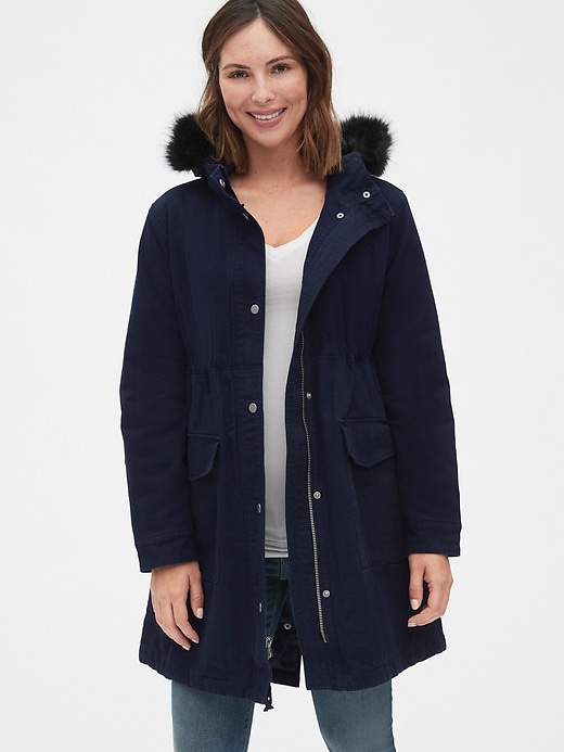 Image number 1 showing, Maternity Satin Lined Parka