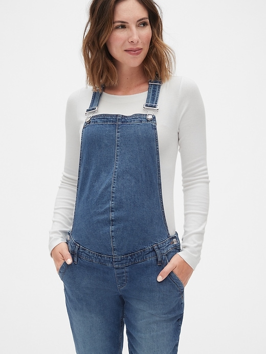 Image number 3 showing, Maternity Denim Overalls