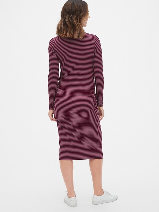 Image number 2 showing, Maternity Ribbed Long Sleeve Henley Midi T-Shirt Dress