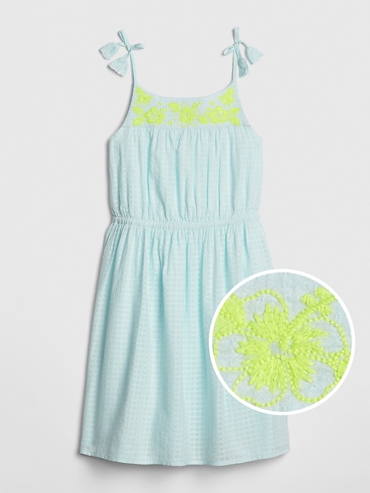Image number 1 showing, Kids Embroidered Tassel Fit and Flare Dress