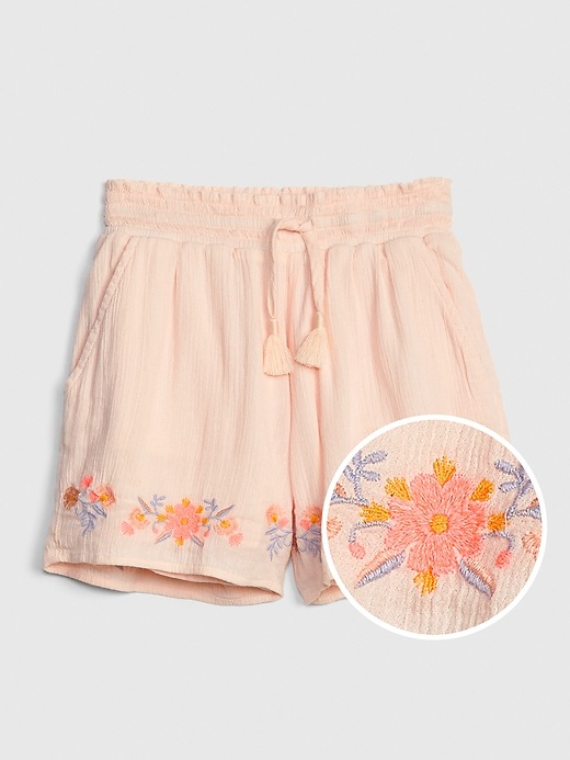View large product image 1 of 1. Kids Smocked Tassel Pull-On Shorts
