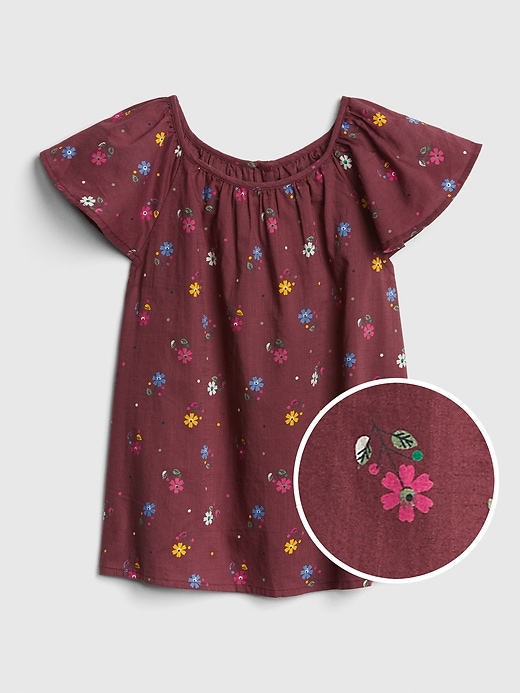 1 of 8 showing, with the color plum of product Kids Floral Flutter Top