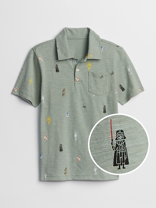 Image number 1 showing, GapKids &#124 Star Wars&#153 Short Sleeve Polo Shirt