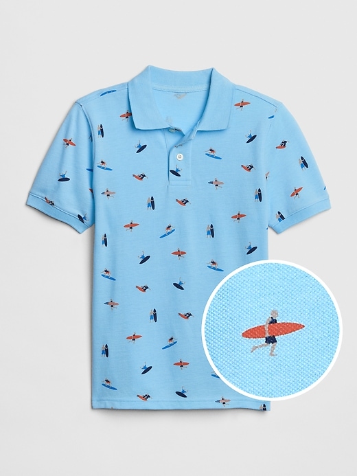 View large product image 1 of 1. Kids Print Polo Shirt