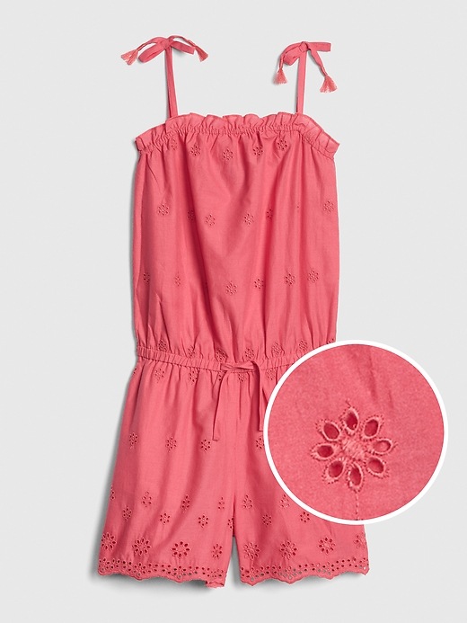 View large product image 1 of 1. Kids Eyelet Tank Romper